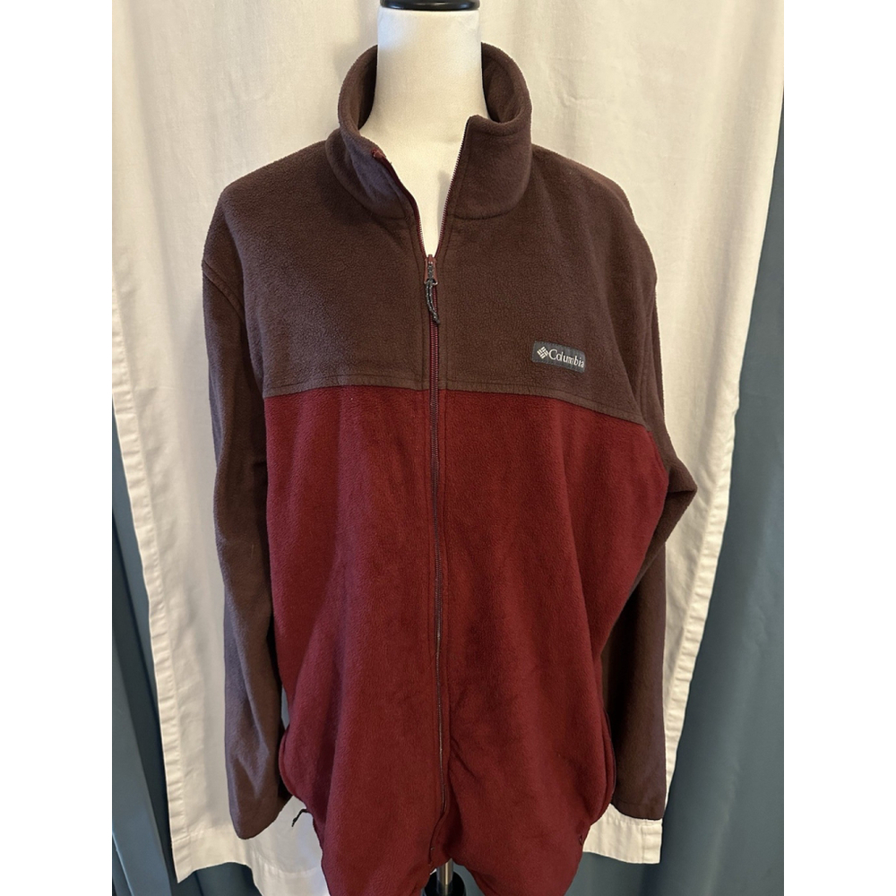 Men's Columbia Red Brown Super Soft Fleece Full Zip Jacket Size 2XT